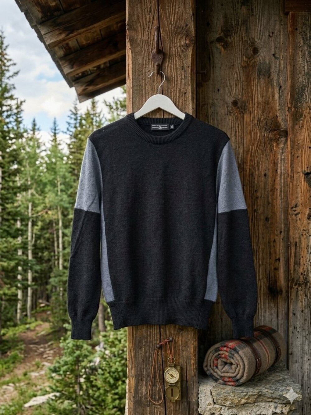 Vintage Demetre Pure Virgin Wool Colorblock Crewneck Sweater